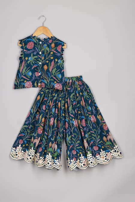 P & S CO Midnight Bloom Print Top & Palazzo Set 