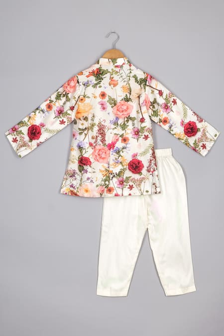 Shop P & S CO Cream Chanderi, Cotton Gota Patti Floral Spring Kurta Set at Aza Fashions Shop_P & S CO_Cream Chanderi, Cotton Gota Patti Floral Spring Kurta Set _at_Aza_Fashions