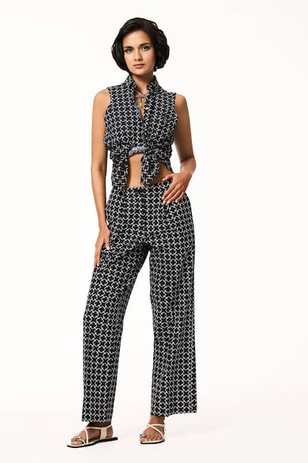 Terra Luna Black Monogram Pattern Pant 