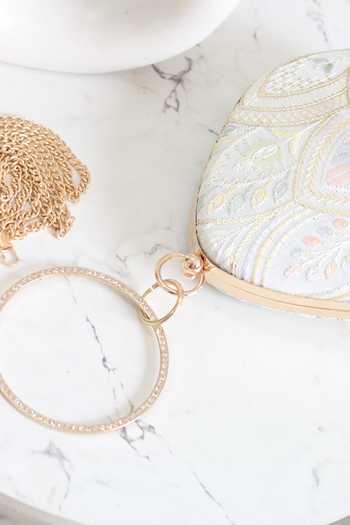 Boxwish By Bhumika_White Embroidery Floral Thread Clutch _at_Aza_Fashions