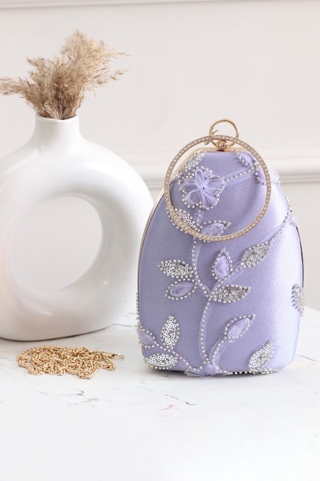 Boxwish By Bhumika 3D Floral Applique Cutdana Clutch 