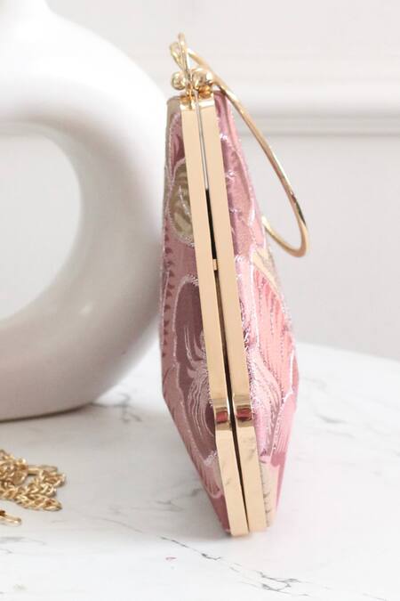 Boxwish By Bhumika_Pink Sequins, Embroidery Clutch_Online_at_Aza_Fashions