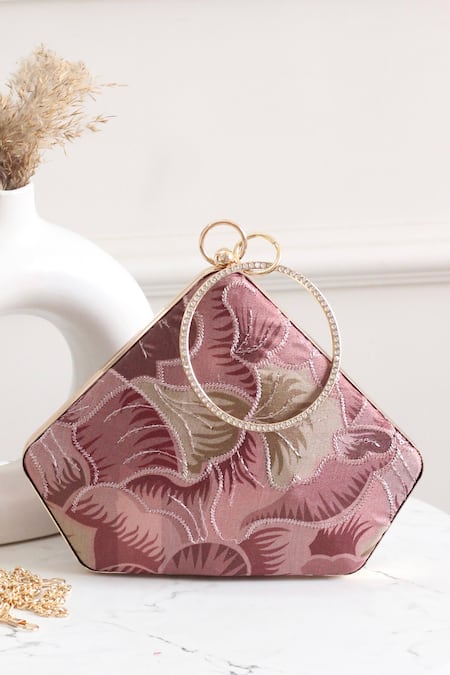 Boxwish By Bhumika Pink Sequin Embroidered Clutch 