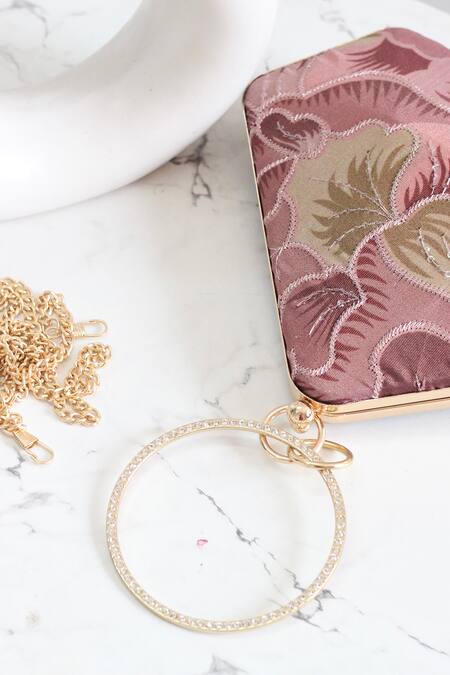Buy_Boxwish By Bhumika_Pink Sequins, Embroidery Clutch