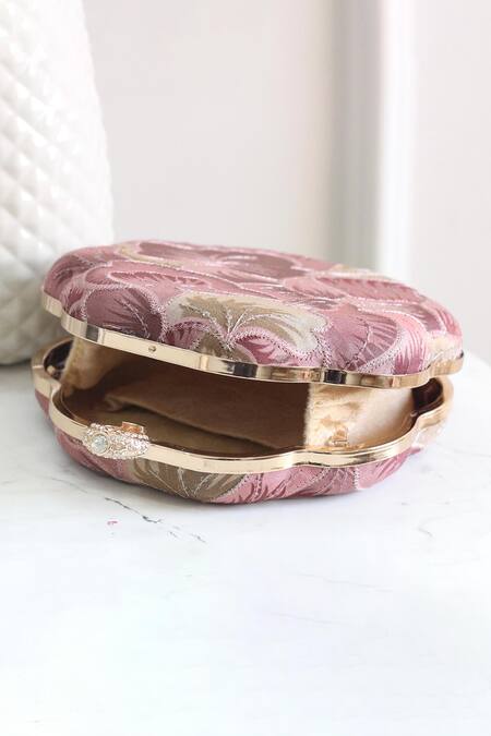 Boxwish By Bhumika_Purple Embroidery Floral Thread Clutch _Online_at_Aza_Fashions