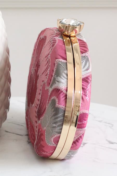 Boxwish By Bhumika Pink Embroidery Floral Thread Clutch Online at Aza Fashions Boxwish By Bhumika_Pink Embroidery Floral Thread Clutch _Online_at_Aza_Fashions