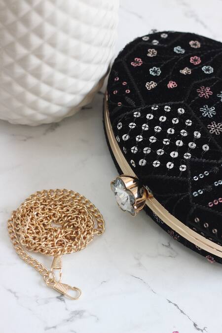 Shop_Boxwish By Bhumika_Black Sequins, Embroidery Clutch 
