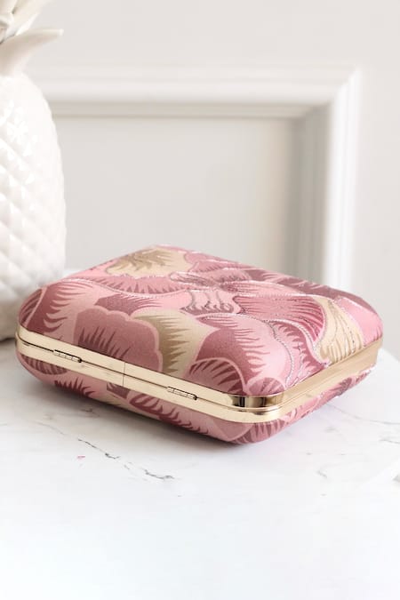 Buy_Boxwish By Bhumika_Purple Embroidery Floral Thread Clutch _Online_at_Aza_Fashions