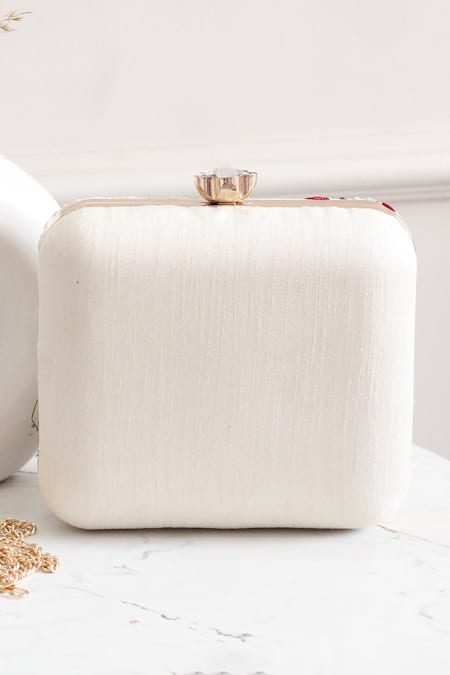 Boxwish By Bhumika Embroidered Floral Clutch with Sling Chain 