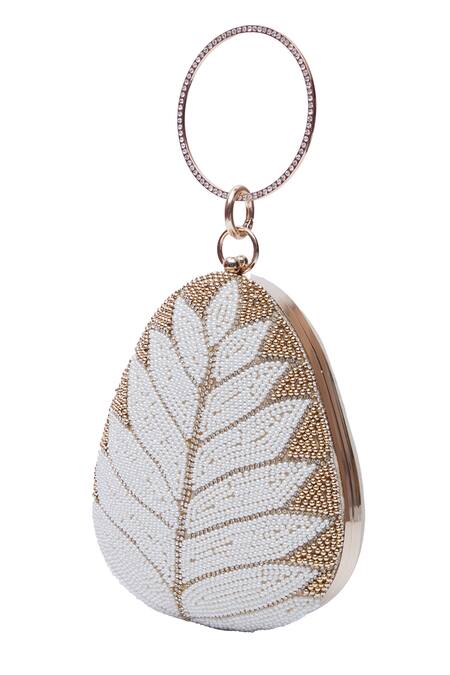 Buy Nazaakat By Samara Singh White Crystals, Beads Leaf Pattern Clutch Online at Aza Fashions Buy_Nazaakat By Samara Singh_White Crystals, Beads Leaf Pattern Clutch _Online_at_Aza_Fashions