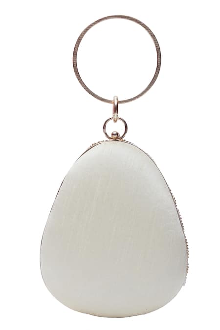 Shop Nazaakat By Samara Singh White Crystals, Beads Leaf Pattern Clutch at Aza Fashions Shop_Nazaakat By Samara Singh_White Crystals, Beads Leaf Pattern Clutch _at_Aza_Fashions