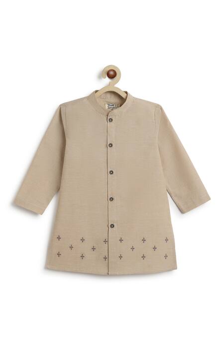 Buy Tiber Taber Blue Cotton Embroidery Reversible Leaf Print Bundi And Kurta Set Buy_Tiber Taber_Blue Cotton Embroidery Reversible Leaf Print Bundi And Kurta Set