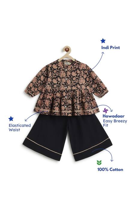 Buy Tiber Taber Black Cotton Floral Print Top And Culottes Set Online at Aza Fashions Buy_Tiber Taber_Black Cotton Floral Print Top And Culottes Set _Online_at_Aza_Fashions