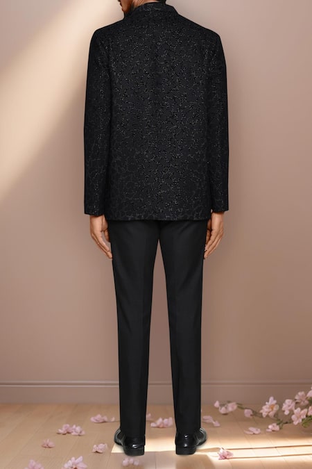 Arihant Rai Sinha Abstract Woven Black Prince Coat Set 