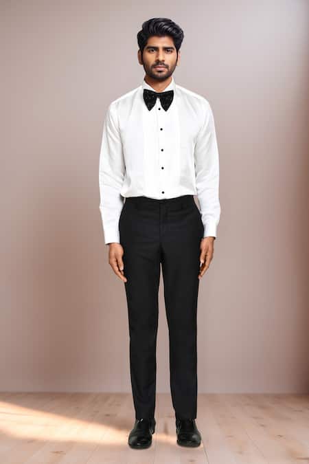 Arihant Rai Sinha Black Cotton Satin, Terrycloth Beads Geometric Embroidered Blazer And Pant Set Online at Aza Fashions Arihant Rai Sinha_Black Cotton Satin, Terrycloth Beads Geometric Embroidered Blazer And Pant Set _Online_at_Aza_Fashions