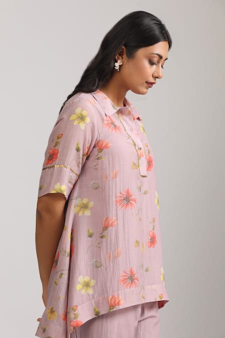 Trendy Tokari Botanical Print Top & Pant Set 