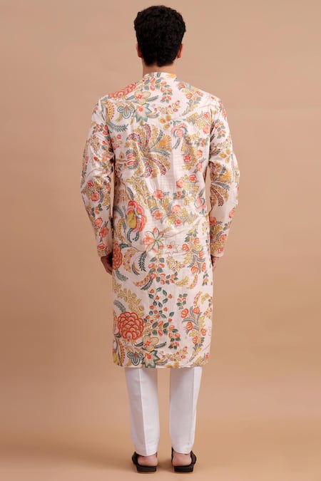 Shop_THE COTTON STAPLE_Beige Cotton Bloom Printed Kurta Set _at_Aza_Fashions