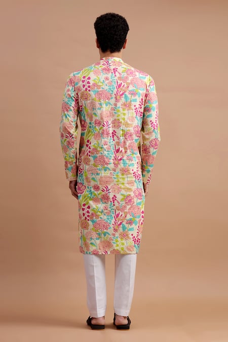 The Cotton Staple Multi Color Floret Print Kurta Set 