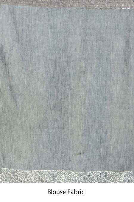 Naintara Bajaj_Gray Viscose Grey Abstract Floral Handblock Print Saree _at_Aza_Fashions