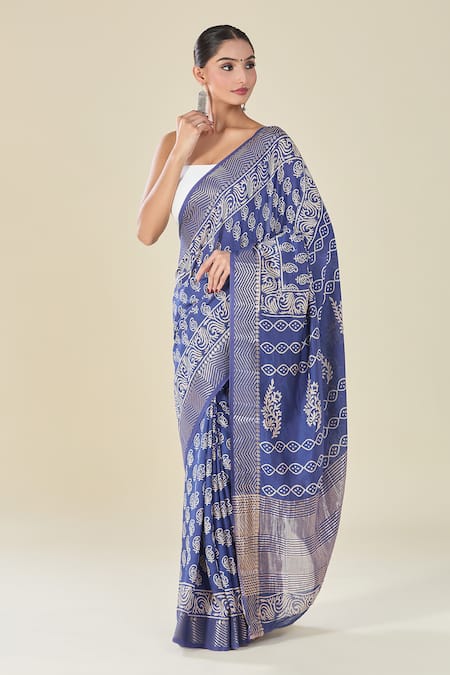 Samyukta Singhania Paisley Handblock Print Saree 
