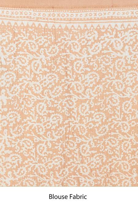 Naintara Bajaj_Peach Chanderi Geometric Woven Printed Saree_at_Aza_Fashions