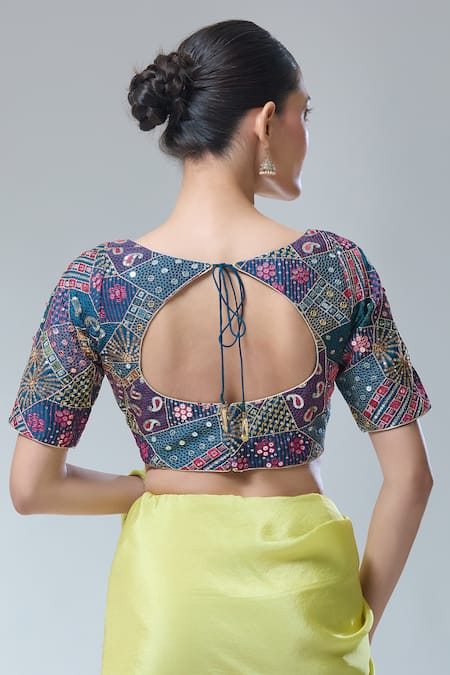 Samyukta Singhania Cotton Embroidered Saree Blouse 