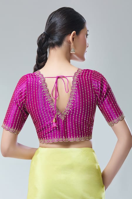 Samyukta Singhania Purple Sequin Embroidered Saree Blouse