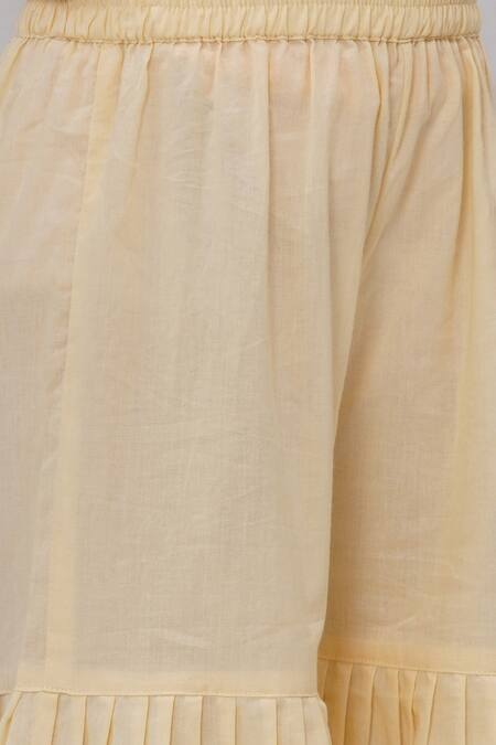 Little Bansi Yellow Cotton Embroidery Paisley Angarkha Set Online at Aza Fashions Little Bansi_Yellow Cotton Embroidery Paisley Angarkha Set _Online_at_Aza_Fashions