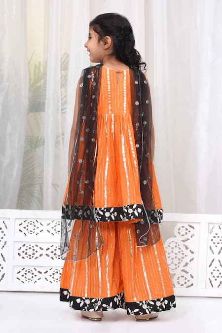 Little Bansi Floral Thread Embroidered Kurta Sharara Set 