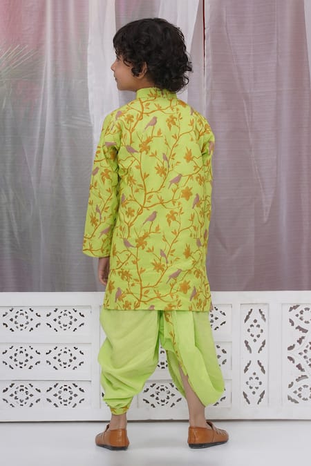Little Bansi Floral & Bird Embroidered Kurta Set 
