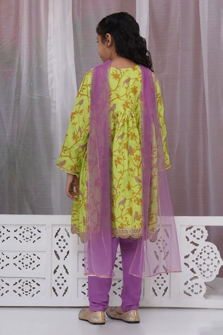 Little Bansi Paisley Zari Embroidered Angarkha Set 