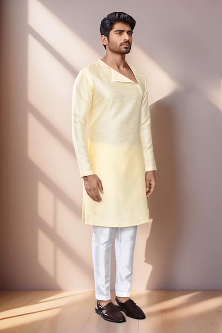 Buy_Arihant Rai Sinha_Beige Silk Asymmetric Kurta Set 