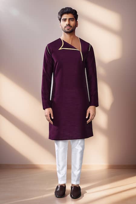 Buy Arihant Rai Sinha Purple Silk Asymmetric Neck Kurta Set Online at Aza Fashions Buy_Arihant Rai Sinha_Purple Silk Asymmetric Neck Kurta Set _Online_at_Aza_Fashions