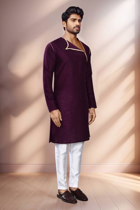 Arihant Rai Sinha Purple Silk Asymmetric Neck Kurta Set at Aza Fashions Arihant Rai Sinha_Purple Silk Asymmetric Neck Kurta Set _at_Aza_Fashions