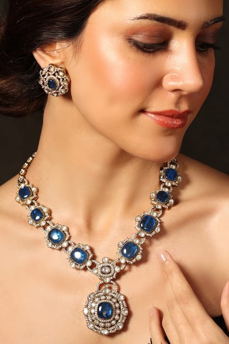 Joules by Radhika Stone Embellished Necklace & Earring Set 