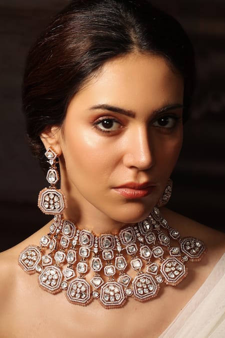 Joules by Radhika Geometric Stone Embellished Necklace Set 