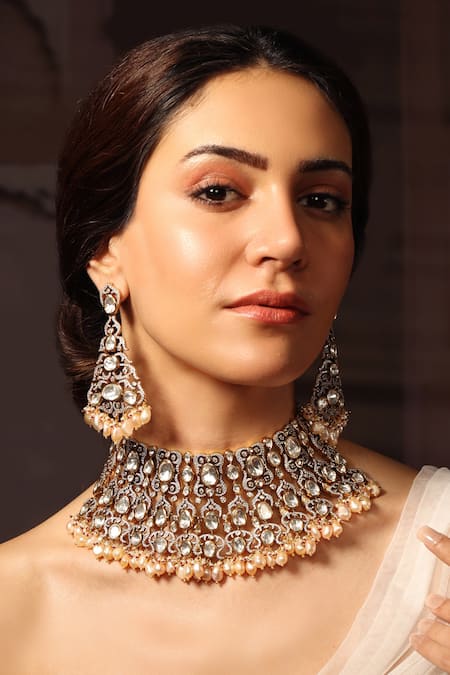 Joules by Radhika Gold Stone & Pearl Choker Set 
