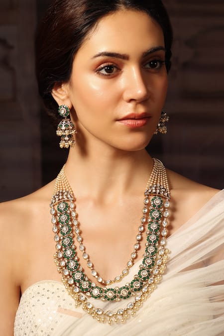 Joules by Radhika Layered Stone & Pearl Necklace Set 