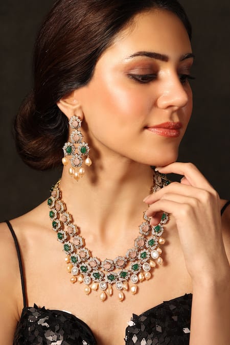 Joules by Radhika Layered Stone & Bead Necklace Set 