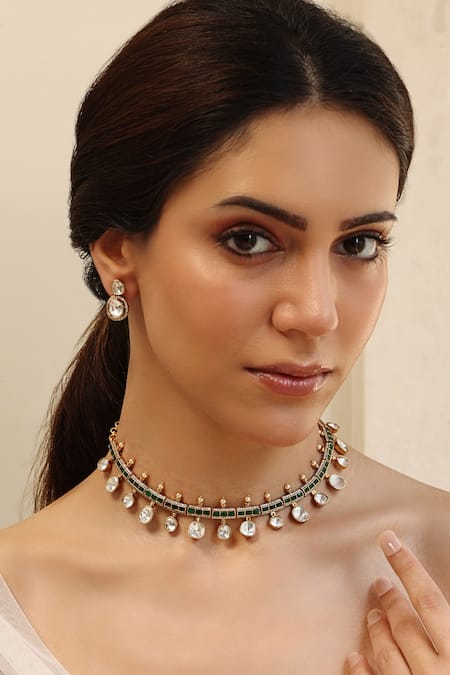 Joules by Radhika Gold Stone Embellished Choker Set 