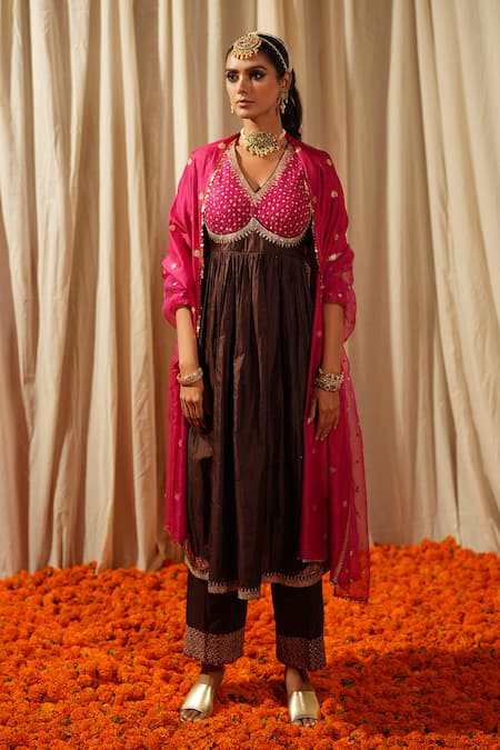 Pooja-Keyur Bandhej Woven Kurta With Pant 