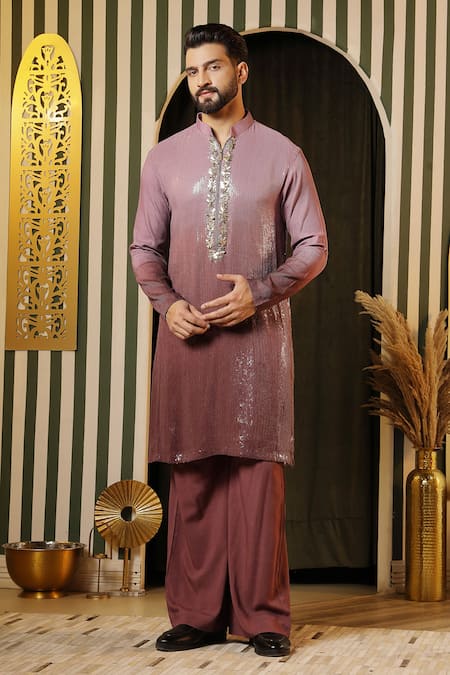 Buy_Soniya G_Purple Georgette Sequins Embellished Kurta Set _Online_at_Aza_Fashions