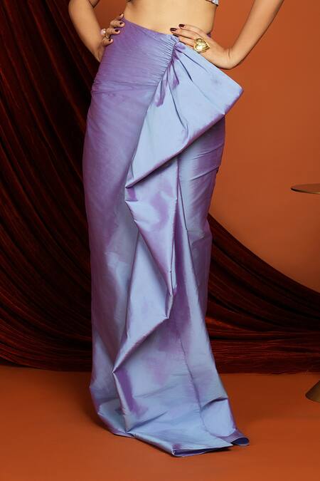 Buy Papa Dont Preach Purple Taffeta Crystals, Sequins Lilac Beaded Bloom Blouse And Draped Skirt Set Online at Aza Fashions Buy_Papa Dont Preach_Purple Taffeta Crystals, Sequins Lilac Beaded Bloom Blouse And Draped Skirt Set_Online_at_Aza_Fashions