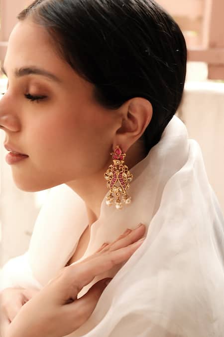Ajooni Jewels Gold Plated Paisley Shaped Earrings 