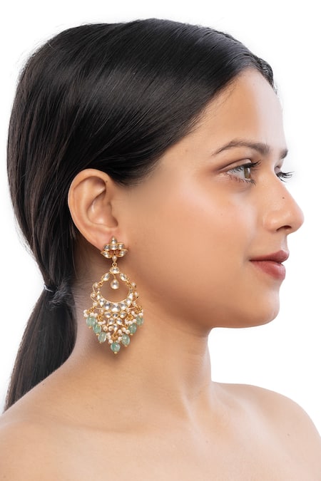 Ajooni Jewels Gold Stone Embellished Chandbalis 