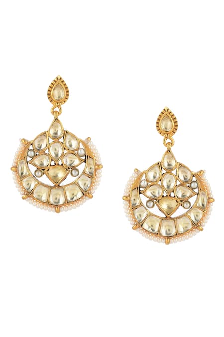 Ajooni Jewels Kundan Stone Embellished Chandbalis 