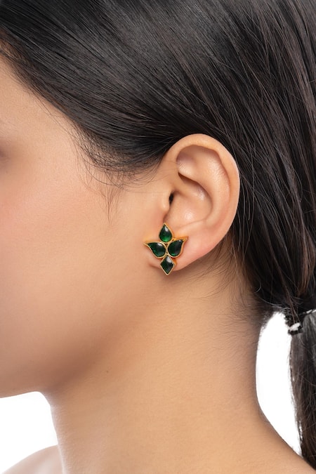 Ajooni Jewels Kundan Stone Embellished Studs 