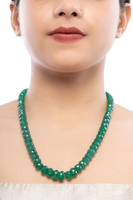 Ajooni Jewels Green Onyx Bead Necklace 