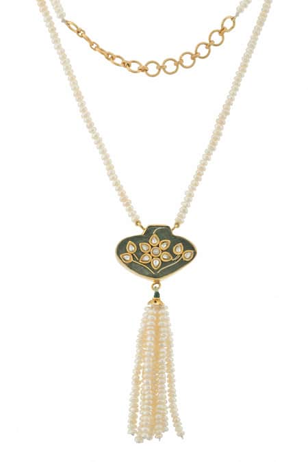 Ajooni Jewels Tassel Embellished Pendant Necklace 