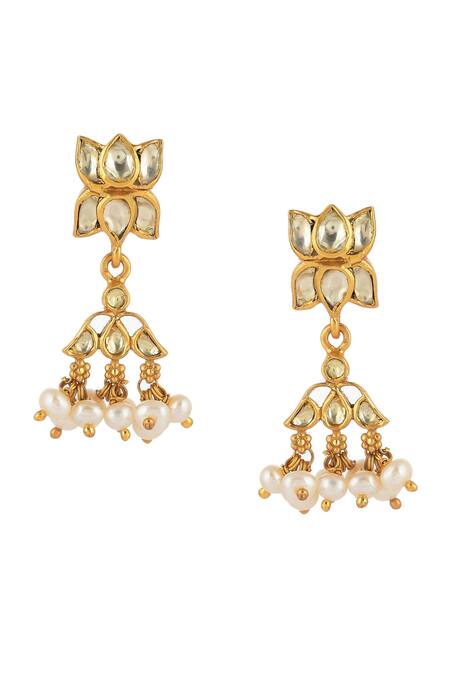 Buy_Ajooni Jewels_Gold Plated Pearls Kundan Embellished Choker Set _Online_at_Aza_Fashions